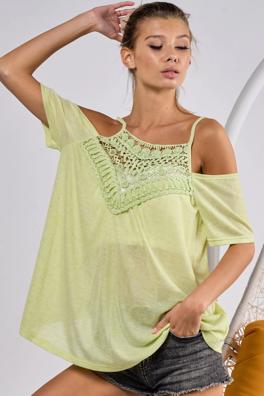 BiBi Front Crochet Lace Adjustable Strap Top - Image 5