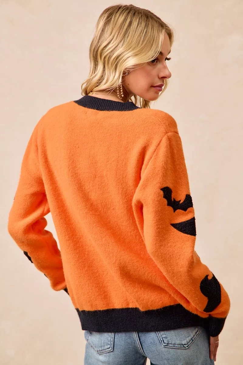 BiBi Halloween Witch Hat Moon Bat Artwork Cardigan - Image 18