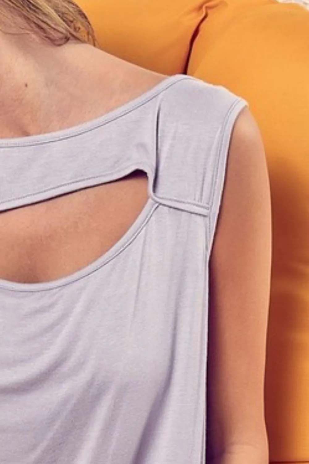 BiBi Rayon Span Knit With Cut Out Front Sleeveless Top - Image 3