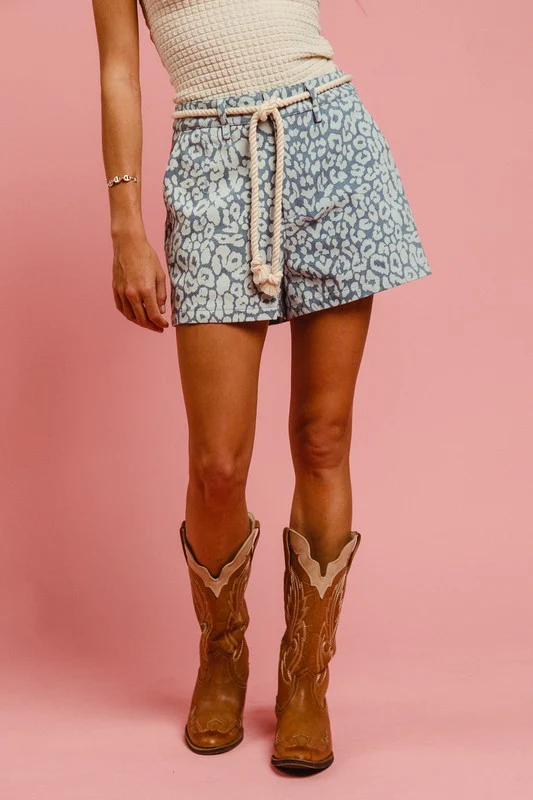 BiBi Rope Belt Leopard Shorts - Image 2