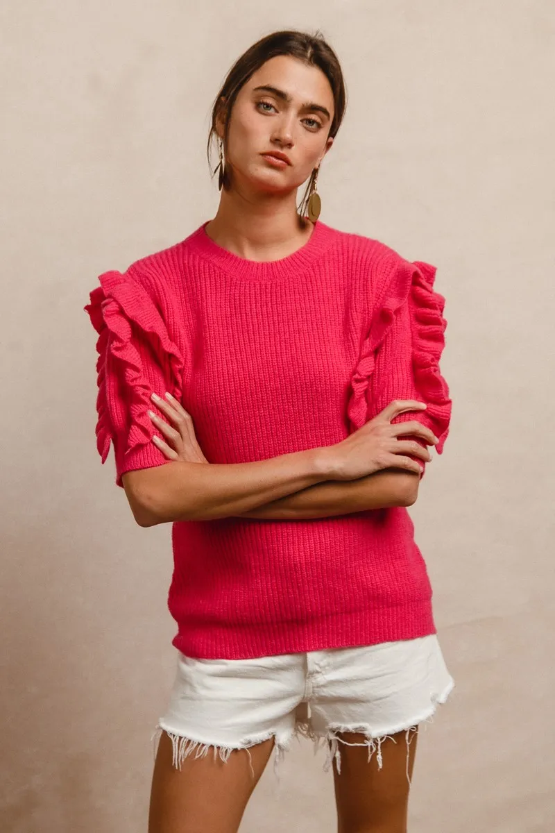 BiBi Ruffle Sleeve Ribbed Sweater - Image 2