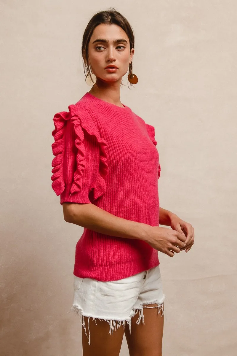 BiBi Ruffle Sleeve Ribbed Sweater - Image 4