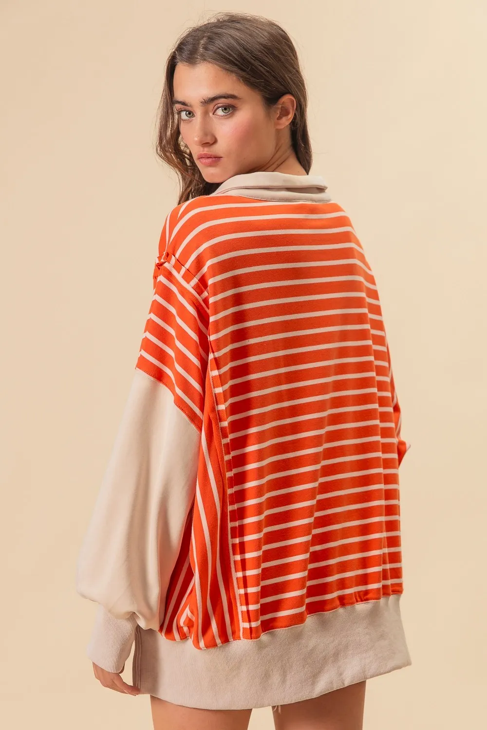 BiBi Stripe Knit Loose Fit Top With Cut Edge Detail - Image 19
