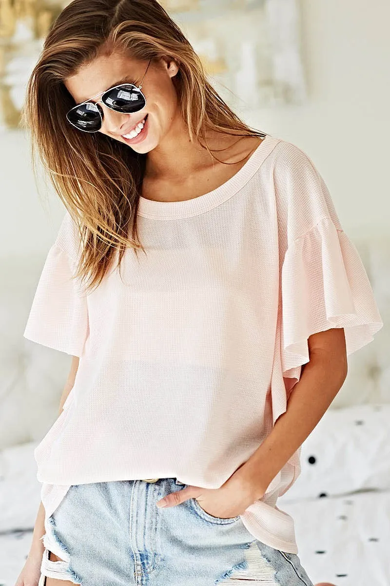 BiBi Thermal Knit with Ruffled Sleeve Top - Image 11
