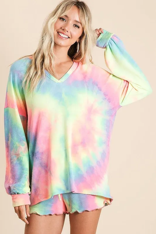BiBi Tie Dye French Terry Top and Shorts Set - Image 3