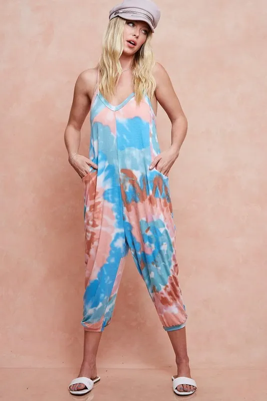 BiBi Tie Dye Knit Mid-length Casual Jumpsuit - Image 3