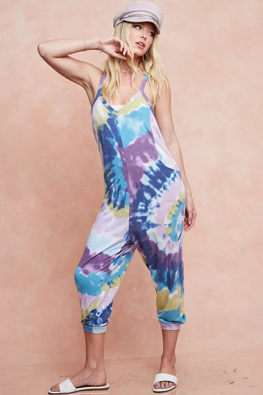 BiBi Tie Dye Knit Mid-length Casual Jumpsuit - Image 4