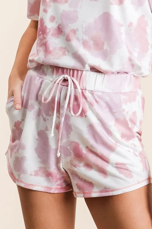 BiBi Tie Dye Print Terry Shorts With Side Pockets - Image 2