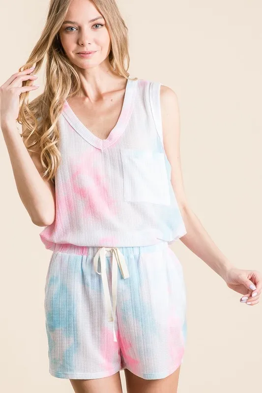BiBi Tie Dye Textured Knit Top and Shorts Set - Image 7