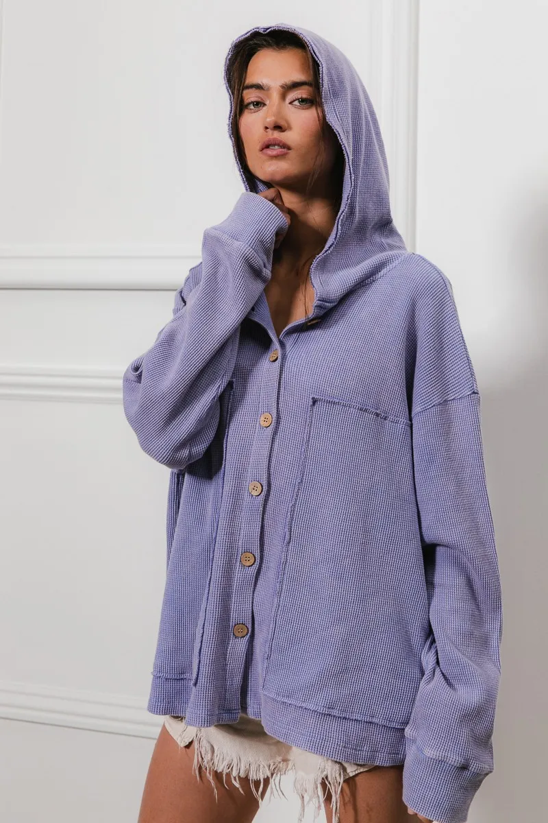 BiBi Washed Waffle Thermal Hooded Jacket - Image 10