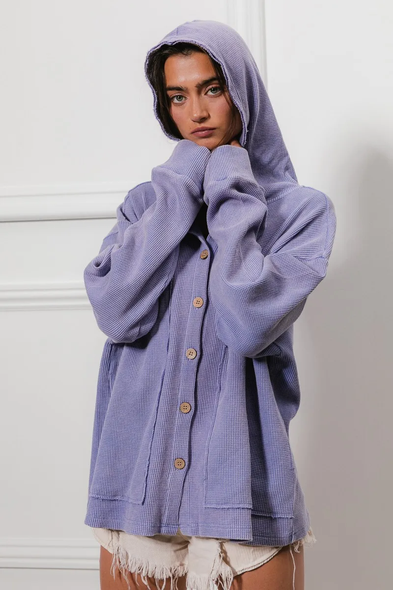 BiBi Washed Waffle Thermal Hooded Jacket - Image 4