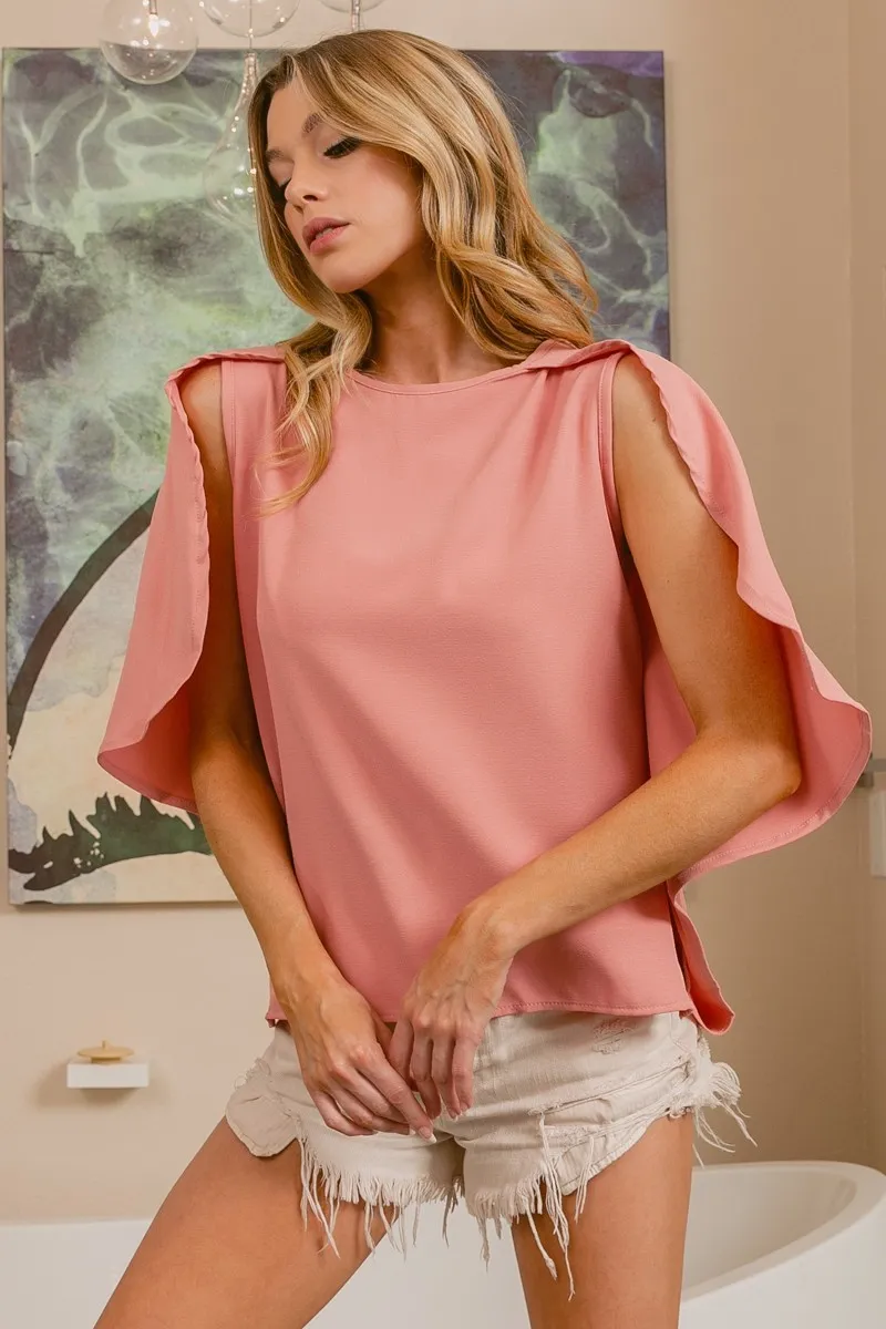 BiBi Woven Top With Fold Over Back Detail - Image 2