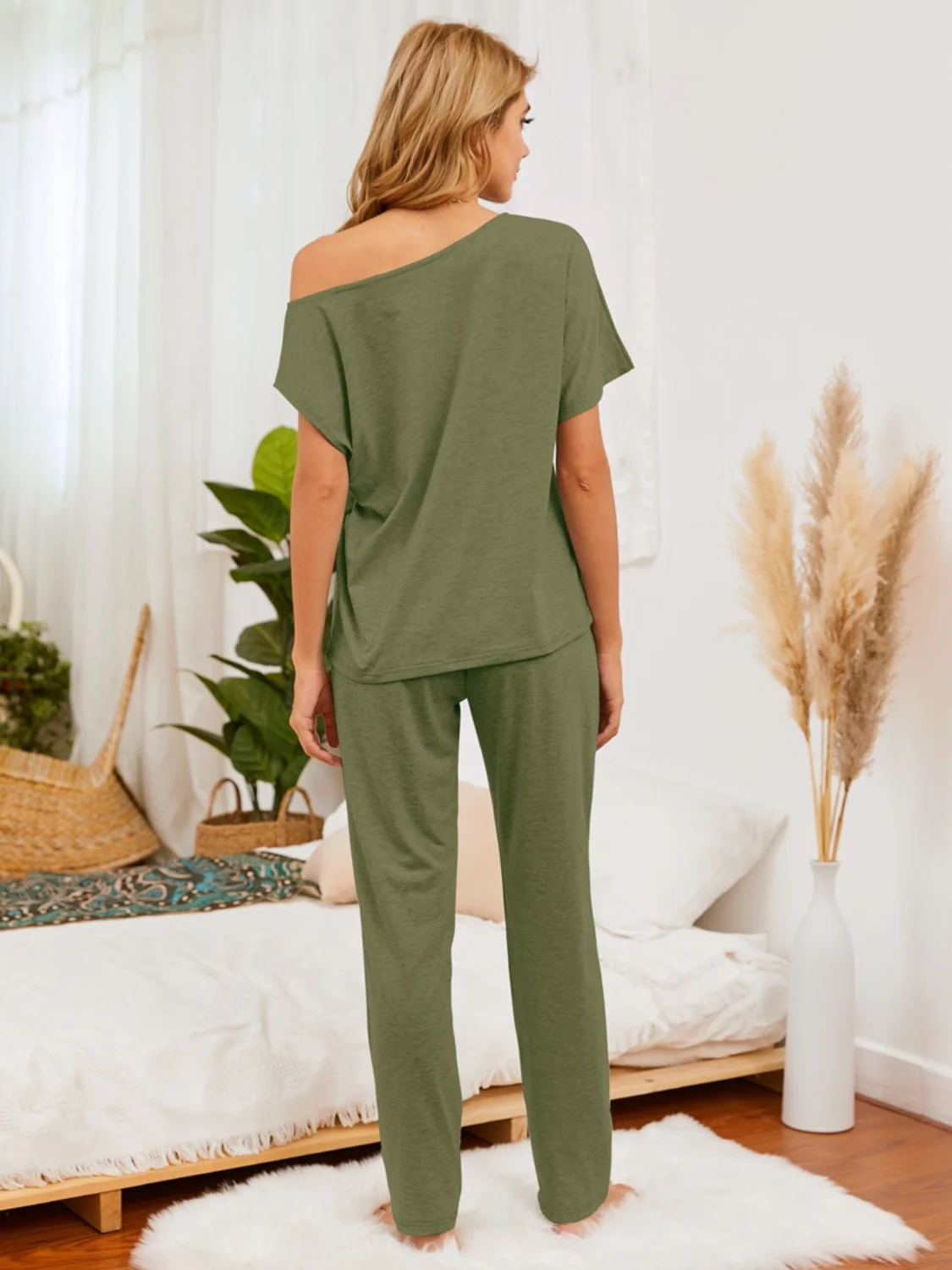 Boat Neck Top and Pants Lounge Set - Image 12