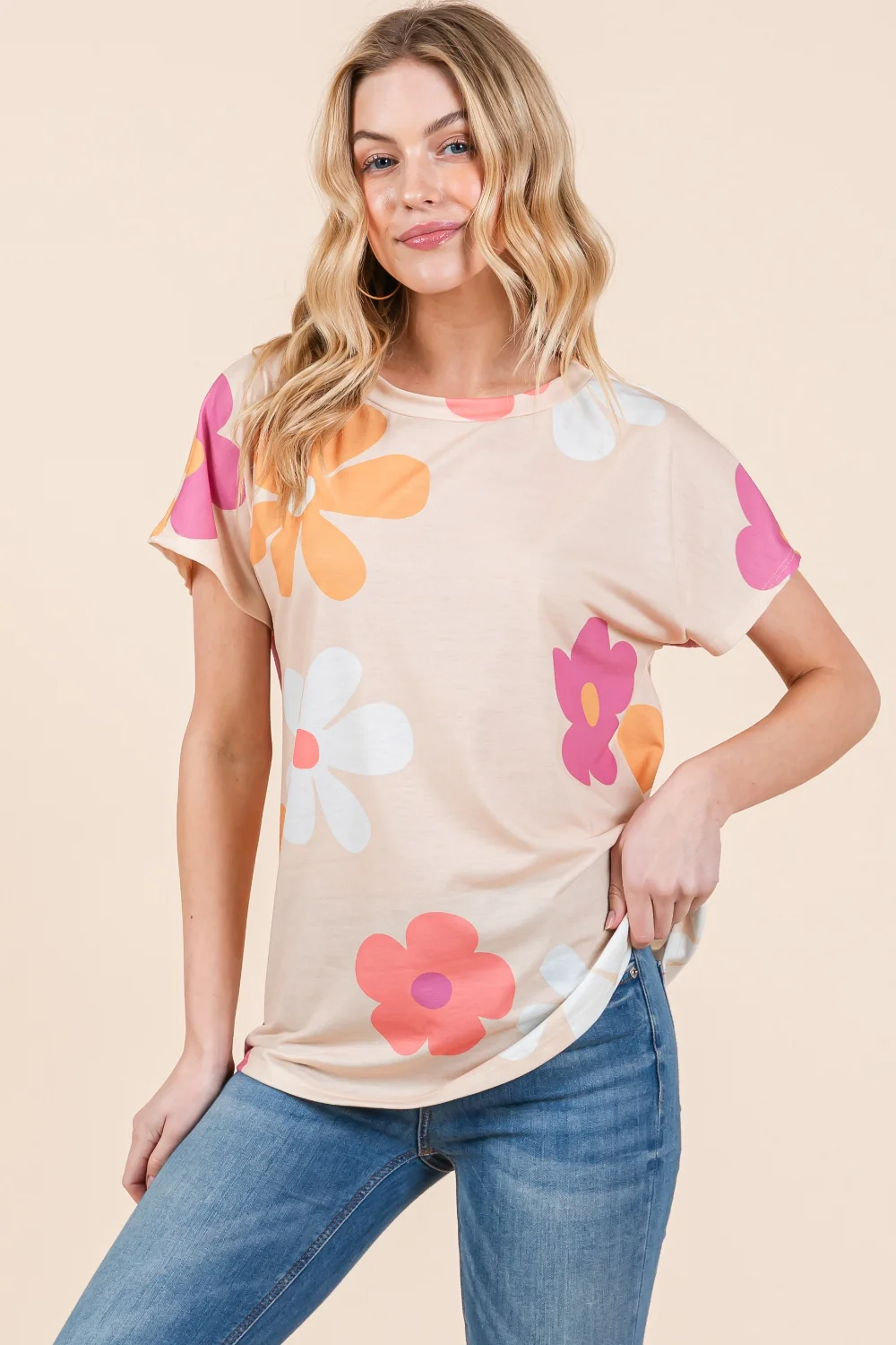 BOMBOM Floral Short Sleeve T-Shirt - Image 3