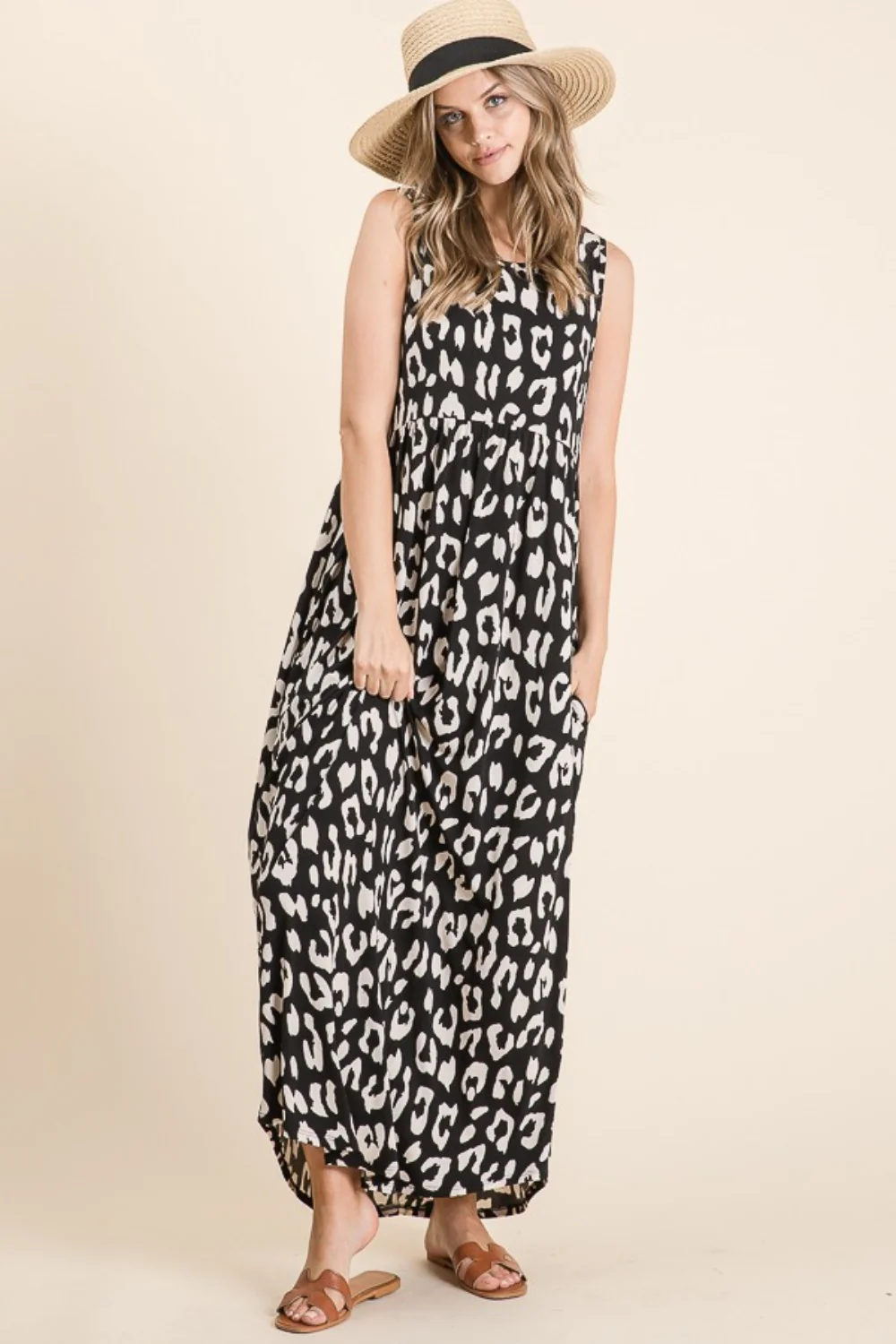 BOMBOM Leopard Maxi Dress with Pockets - Image 4