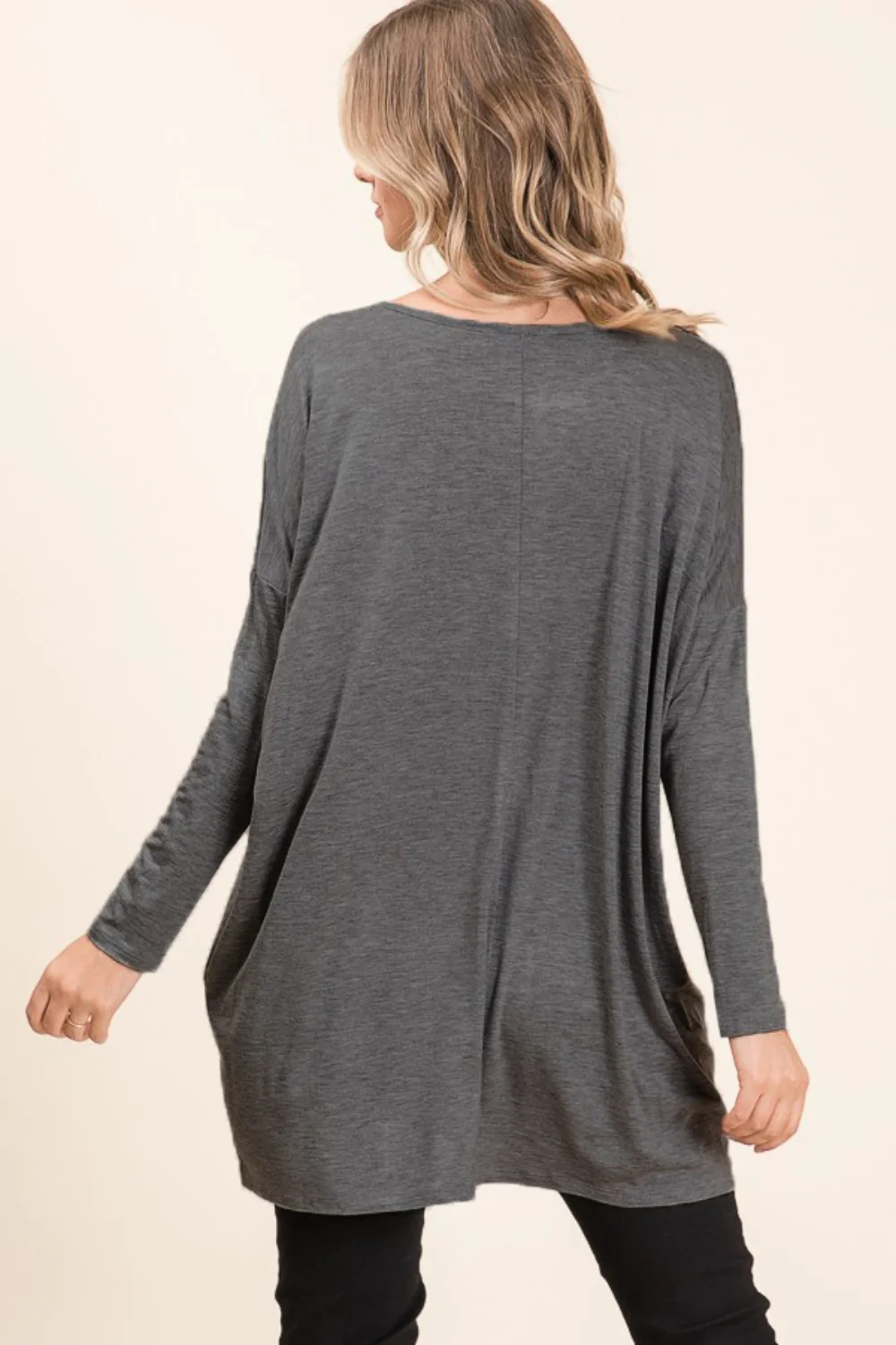 BOMBOM Round Neck Long Sleeve Oversized Top - Image 2