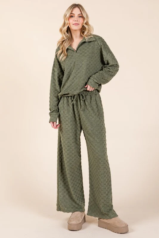 BOMBOM Tied Checkered Wide Leg Pants - Image 4