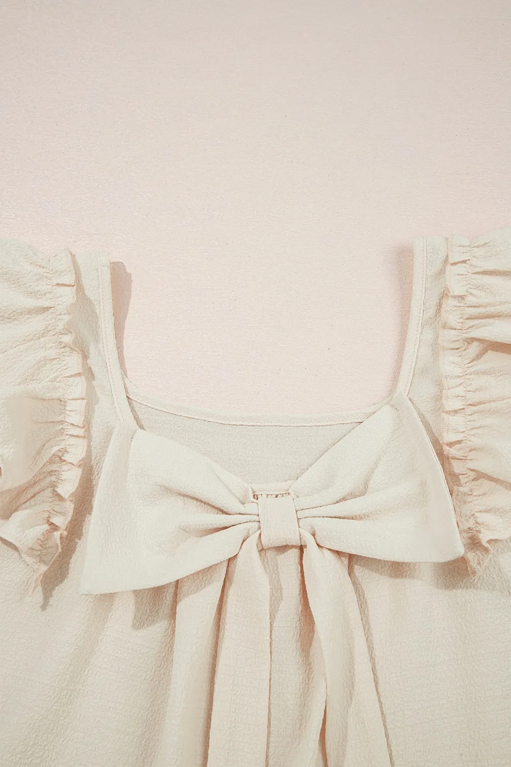 Bow Back Ruffled Cap Sleeve Blouse - Image 8