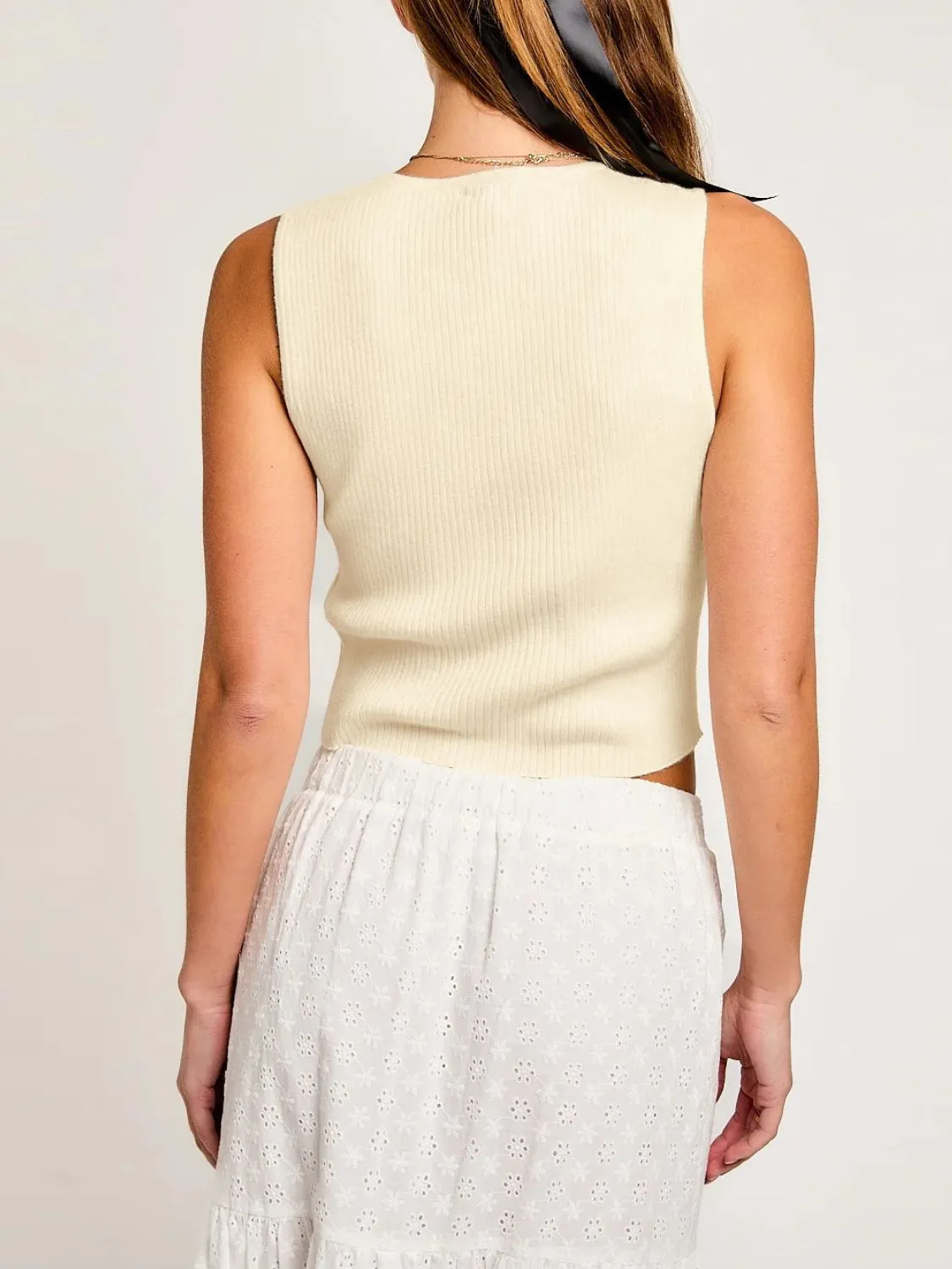Bow Round Neck Cropped Tank - Image 15