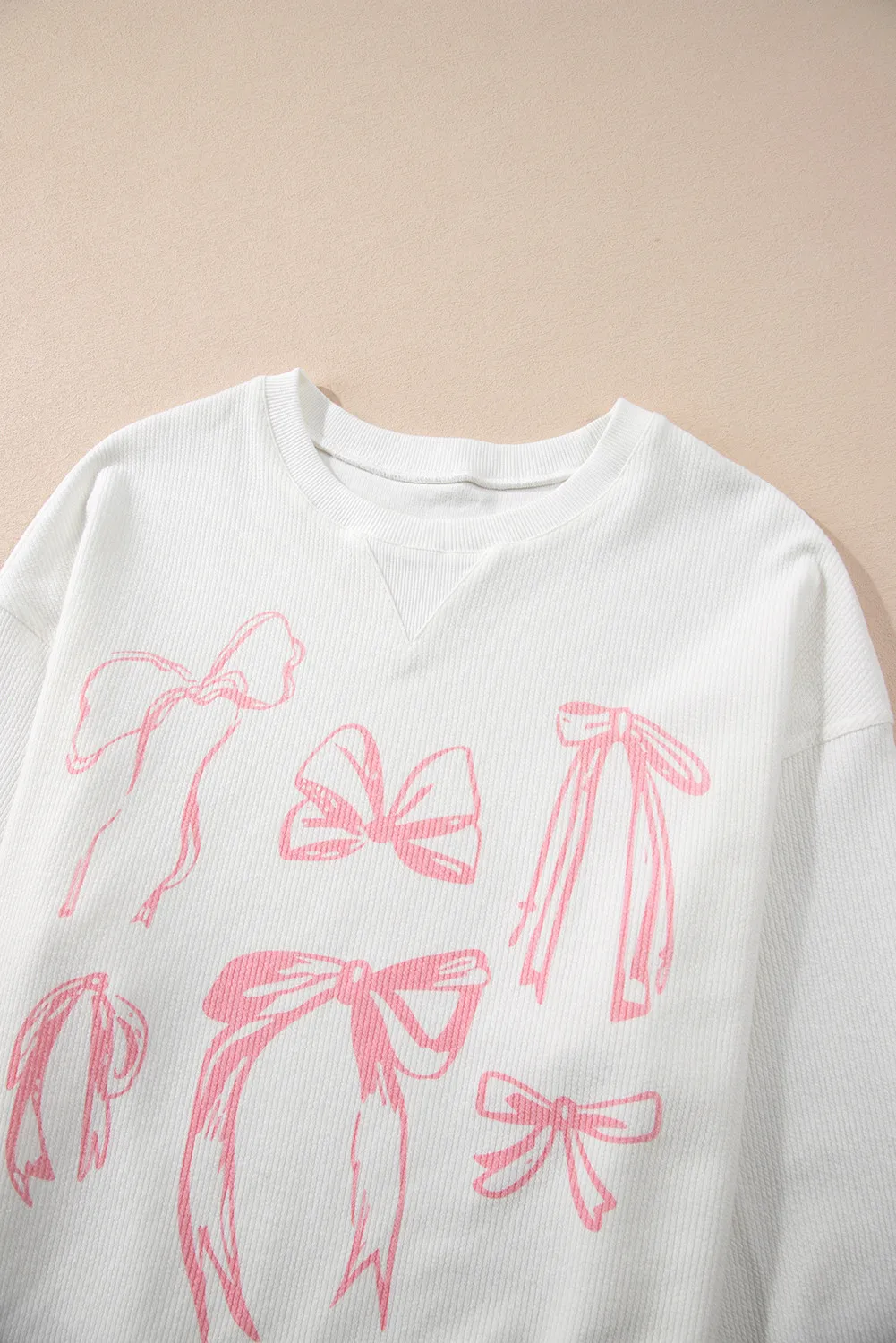 Bow Round Neck Long Sleeve Sweatshirt - Image 4