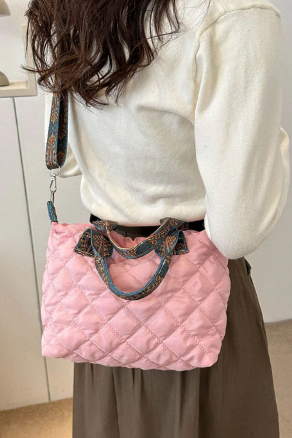 Bubble Textured Printed Strap Handbag - Image 8