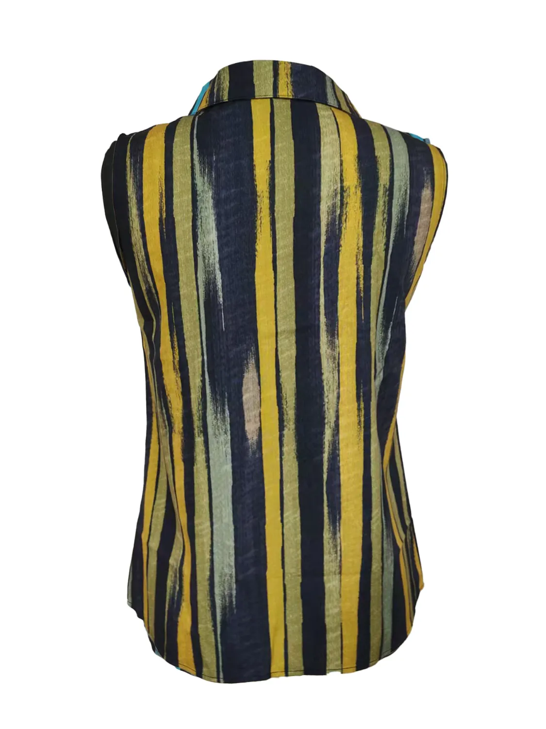 Button Detail Striped Sleeveless Shirt - Image 5