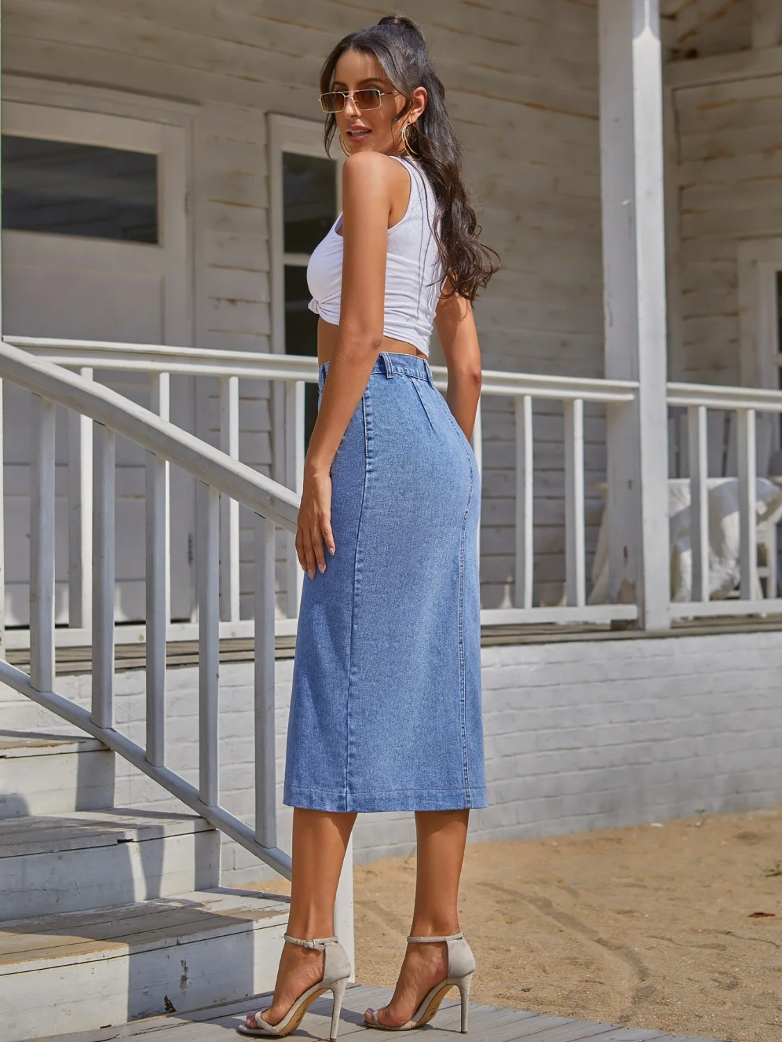Button Down Denim Skirt - Image 2