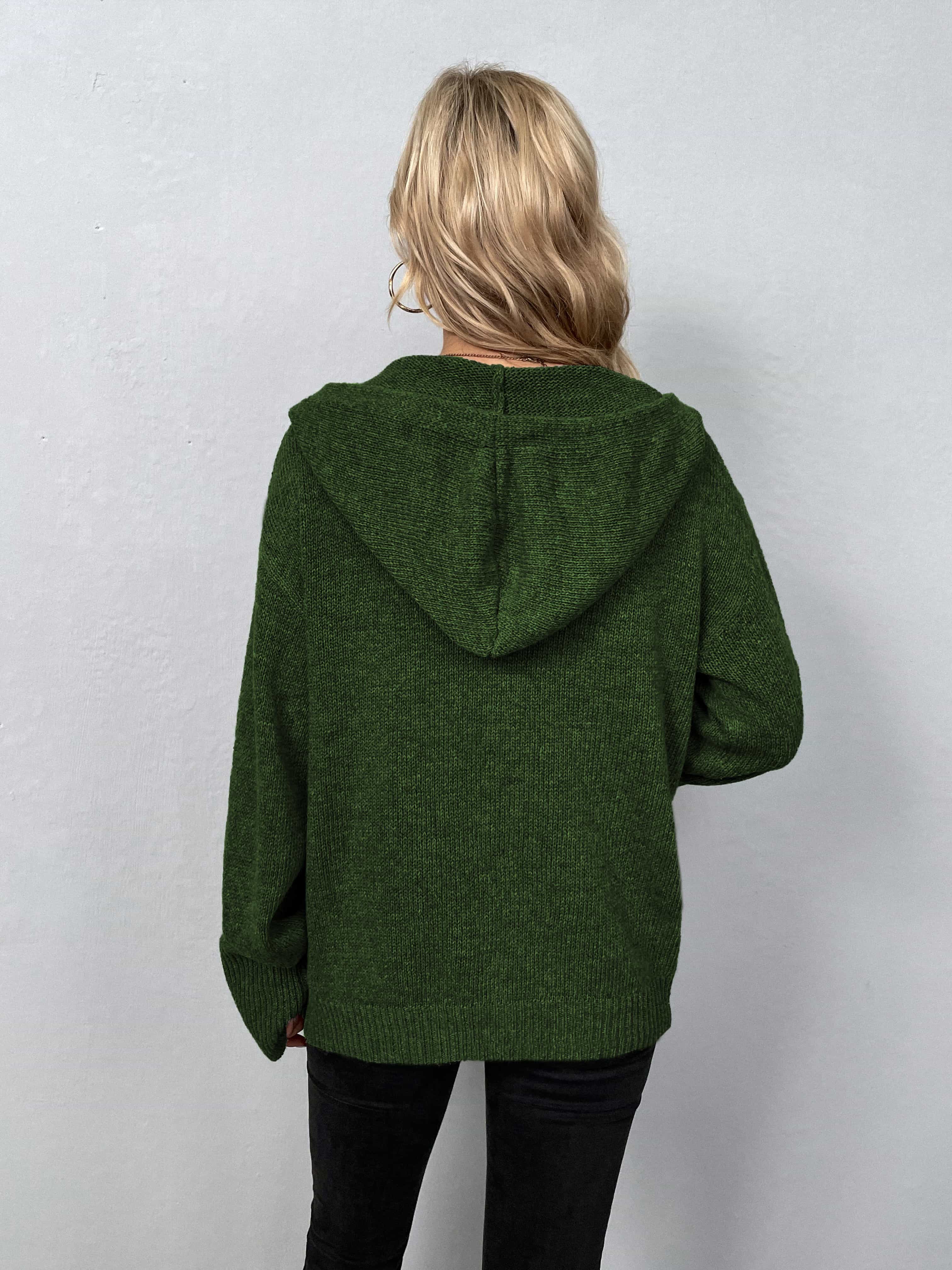 Button-Down Long Sleeve Hooded Sweater - Image 21