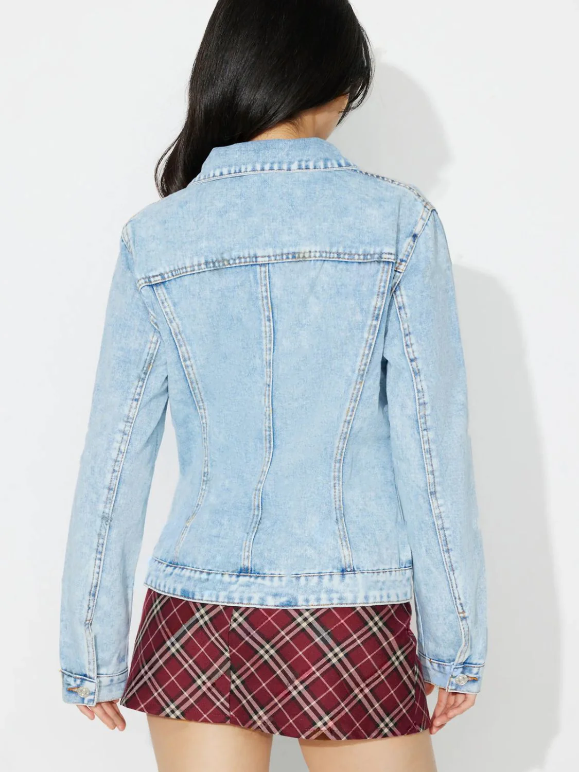 Button Up Long Sleeve Denim Jacket - Image 2