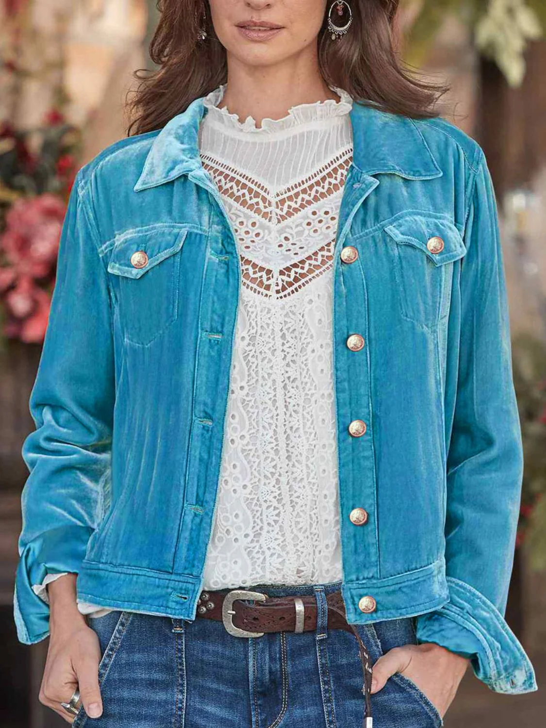 Button Up Long Sleeve Jacket with Chest Pockets - Image 18
