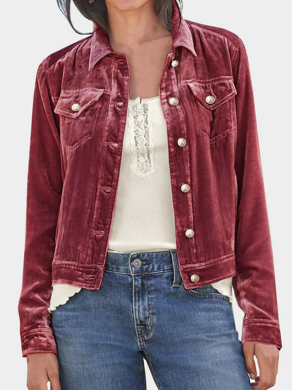 Button Up Long Sleeve Jacket with Chest Pockets - Image 8