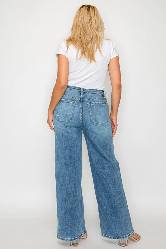 bytos Full Size High Rise Wide Leg Jeans with Pockets - Image 13
