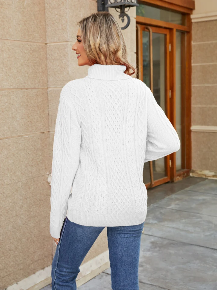 Cable-Knit Mock Neck Sweater - Image 6