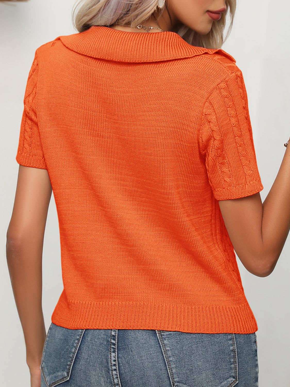 Cable Knit Short Sleeve Top - Image 8