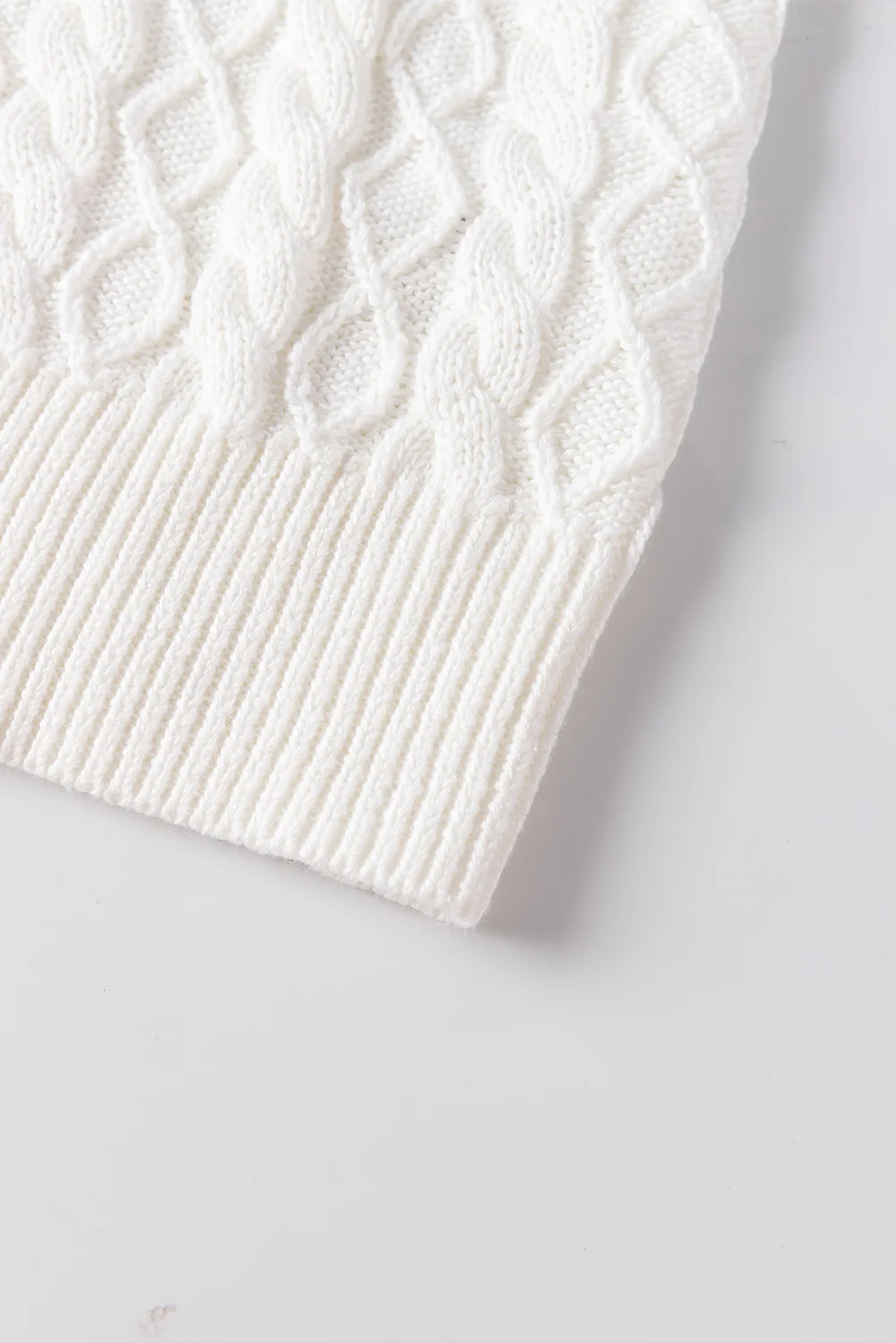 Cable-Knit Turtleneck Cap Sleeve Sweater - Image 9