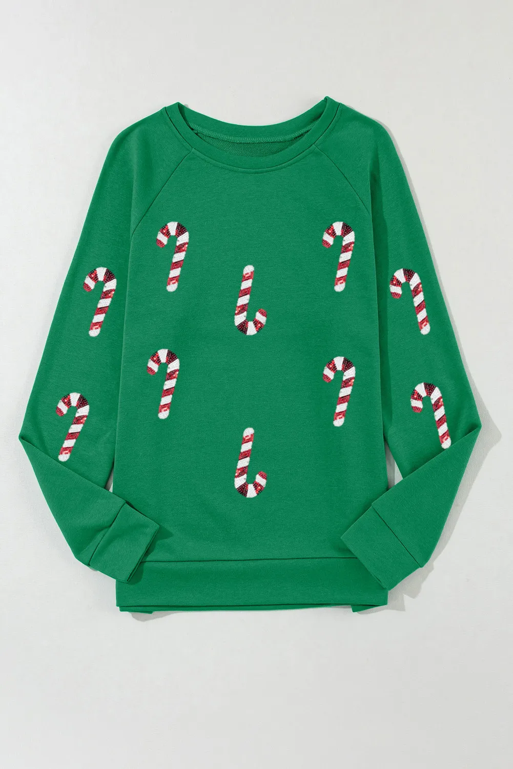 Candy Cane Round Neck Long Sleeve Sweatshirt - Image 3