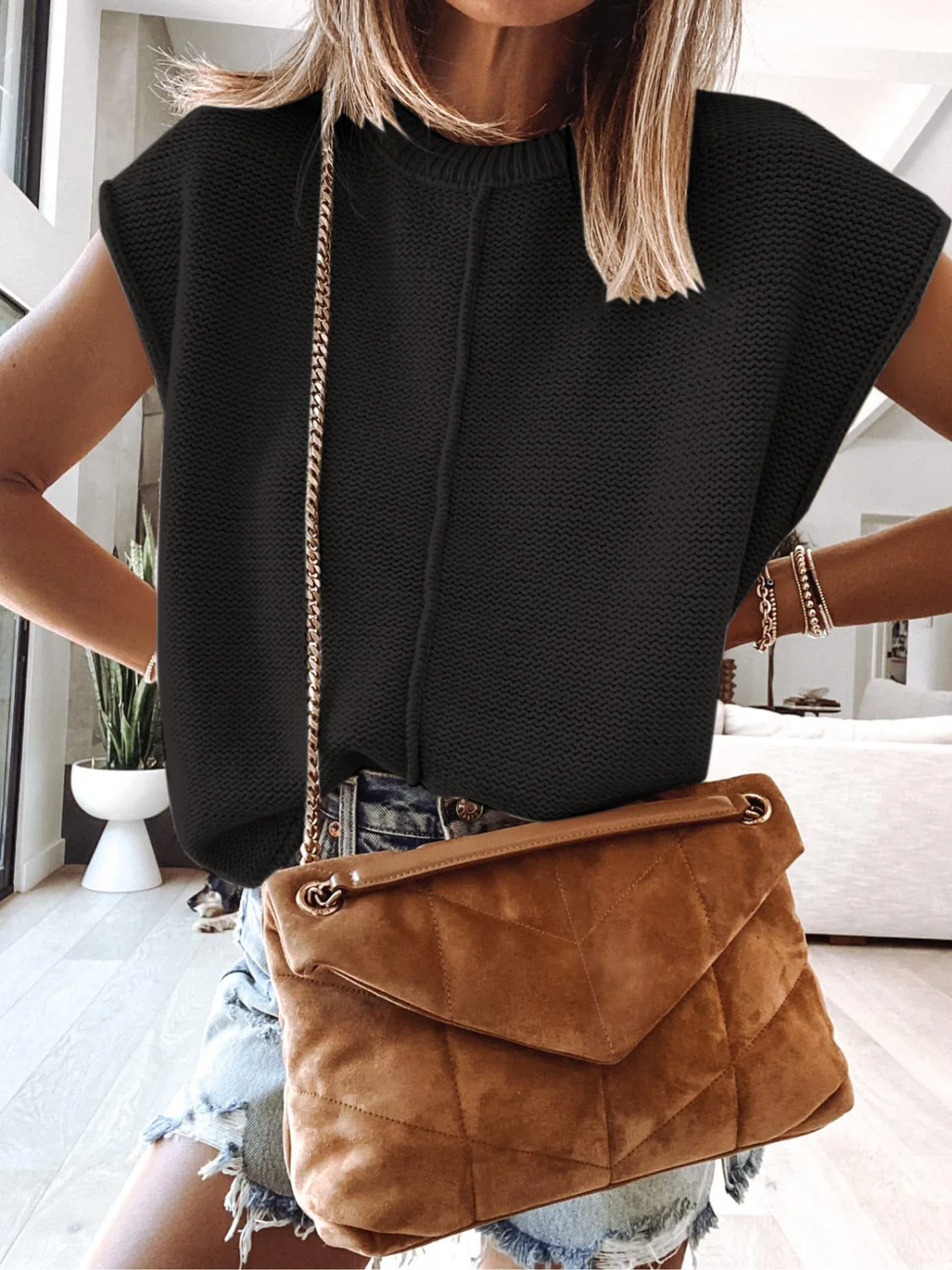 Cap Sleeve Sweater Vest - Image 4