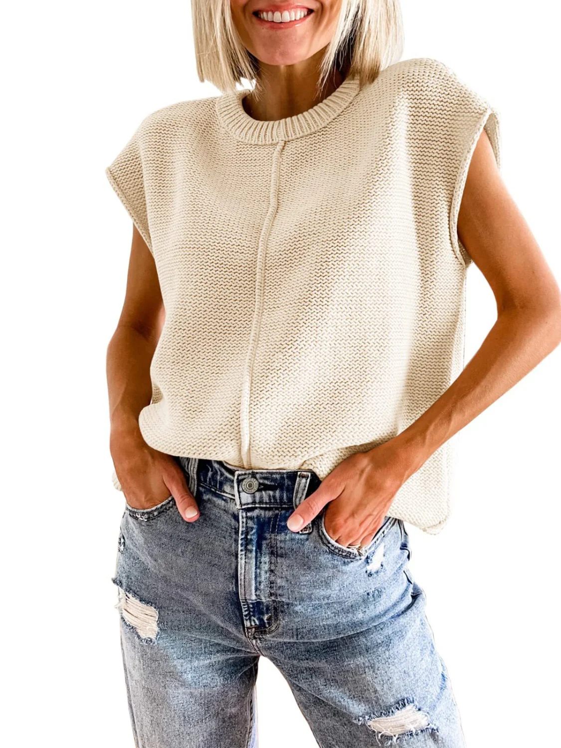 Cap Sleeve Sweater Vest - Image 8