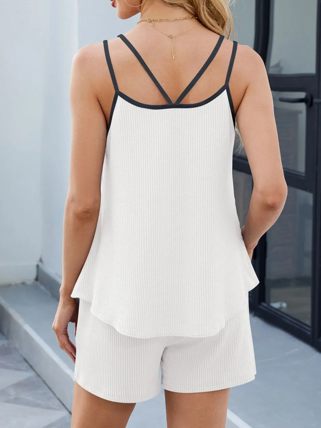 Casual Ribbed Tank Top and Shorts Set - Image 5