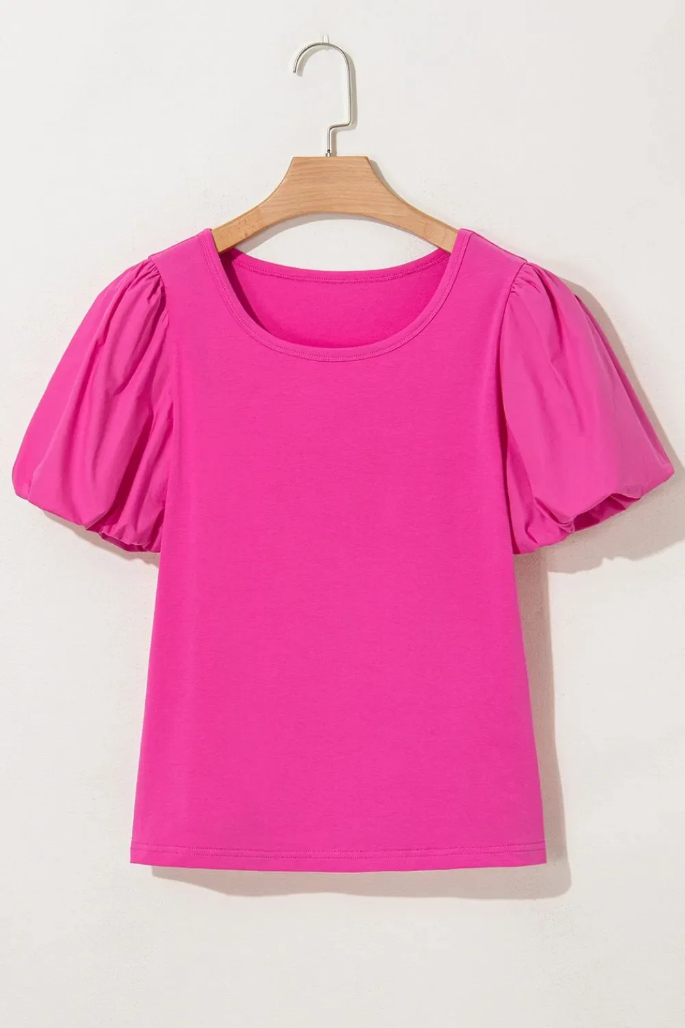 Casual Round Neck Bubble Sleeve T-Shirt - Image 5