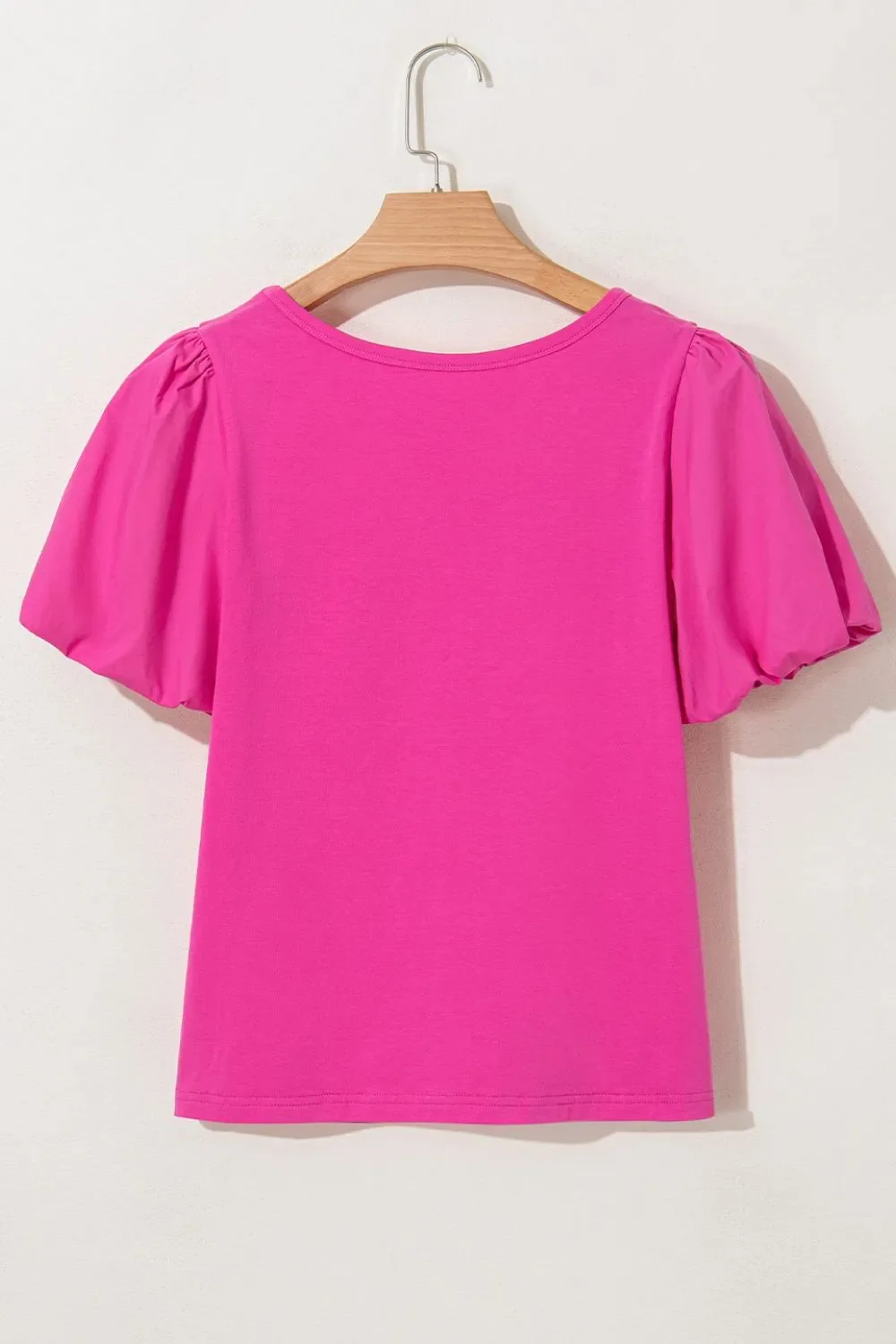 Casual Round Neck Bubble Sleeve T-Shirt - Image 6