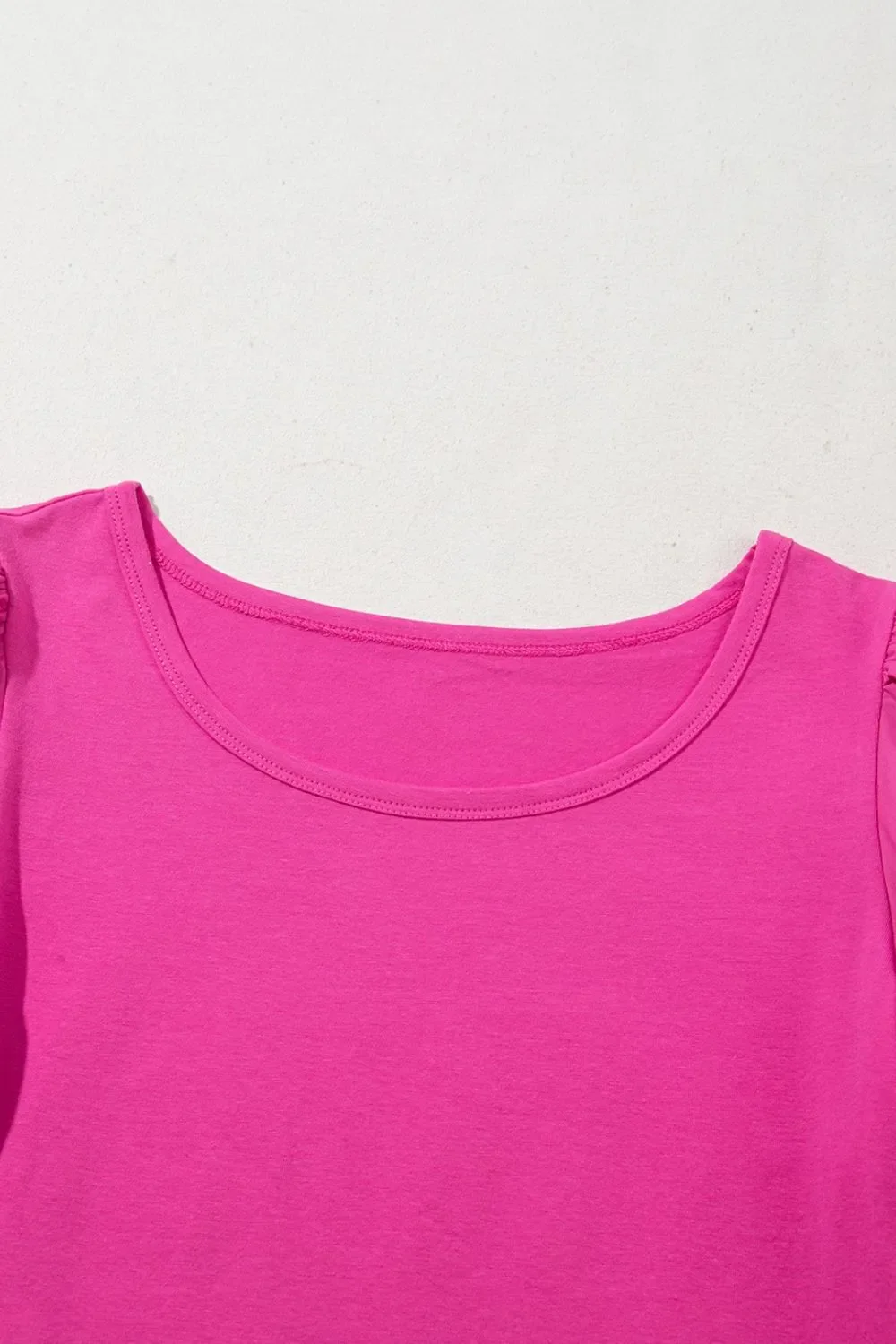 Casual Round Neck Bubble Sleeve T-Shirt - Image 7