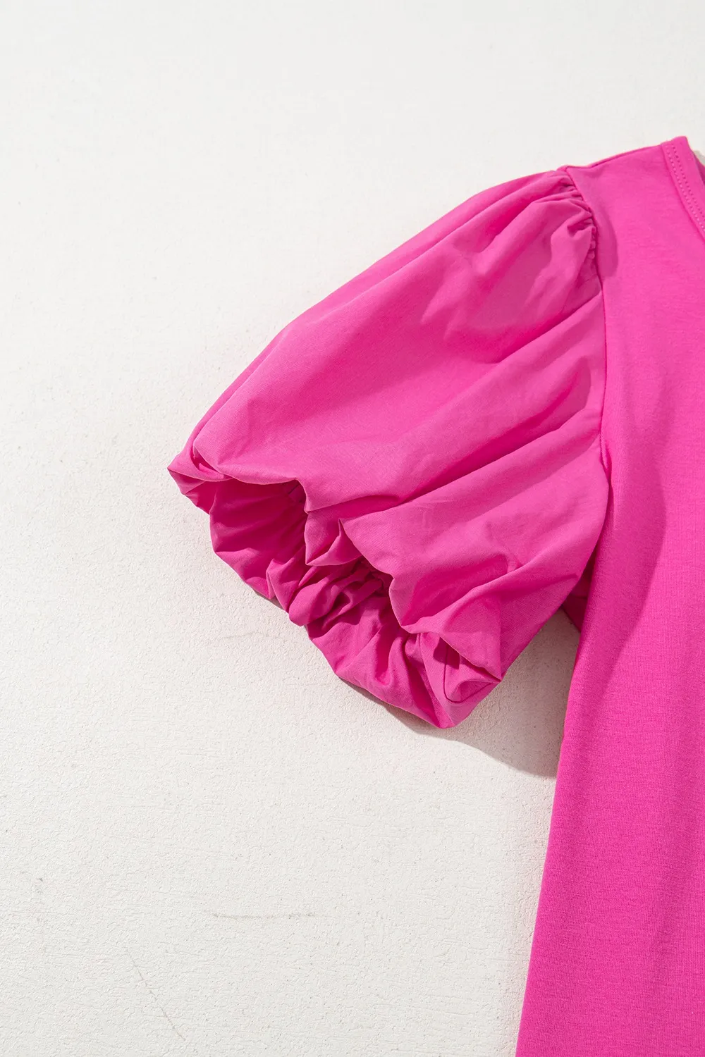 Casual Round Neck Bubble Sleeve T-Shirt - Image 8