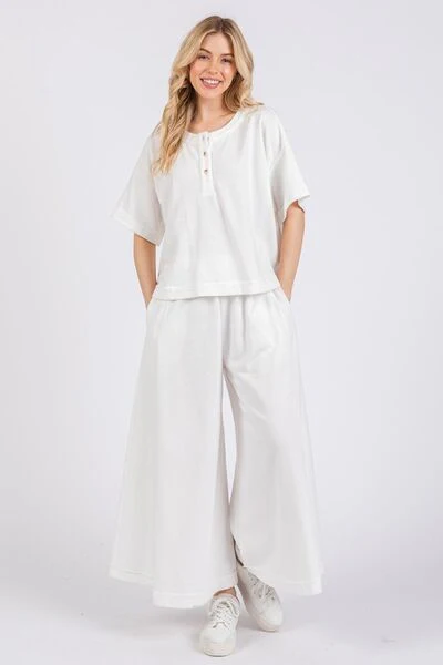 Ces Femme Half Button Half Sleeve Top and Pants Set - Image 3