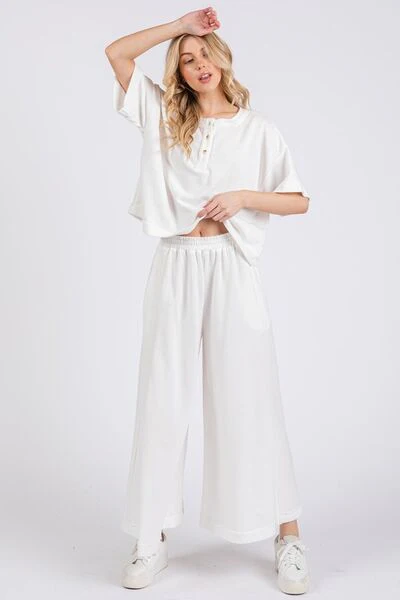 Ces Femme Half Button Half Sleeve Top and Pants Set - Image 4