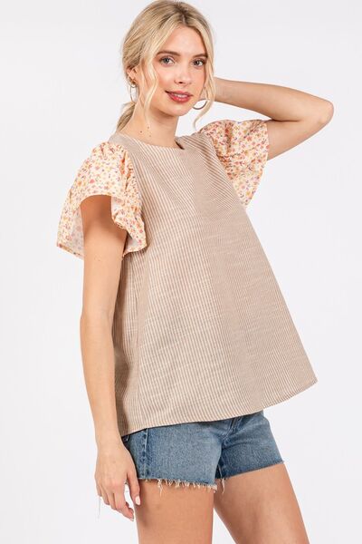 Ces Femme Round Neck Floral Short Sleeve Top - Image 5