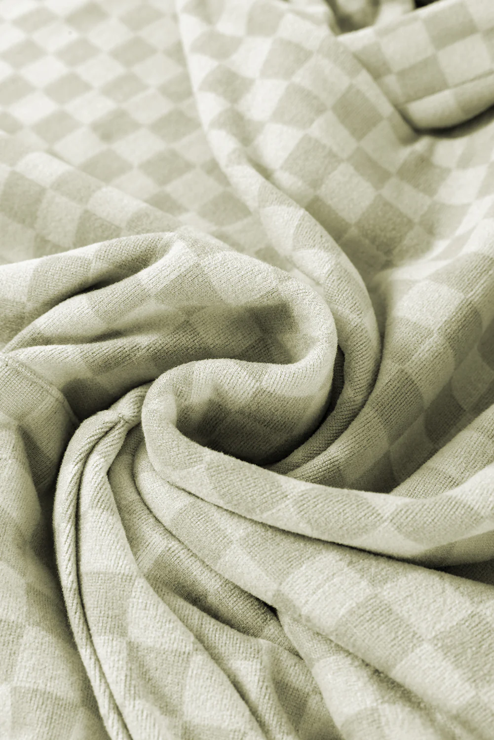 Checkered Print Kangaroo Pocket Drawstring Hoodie - Image 7