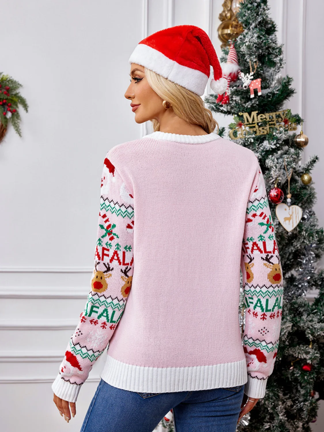 Christmas Element Round Neck Long Sleeve Sweater - Image 3
