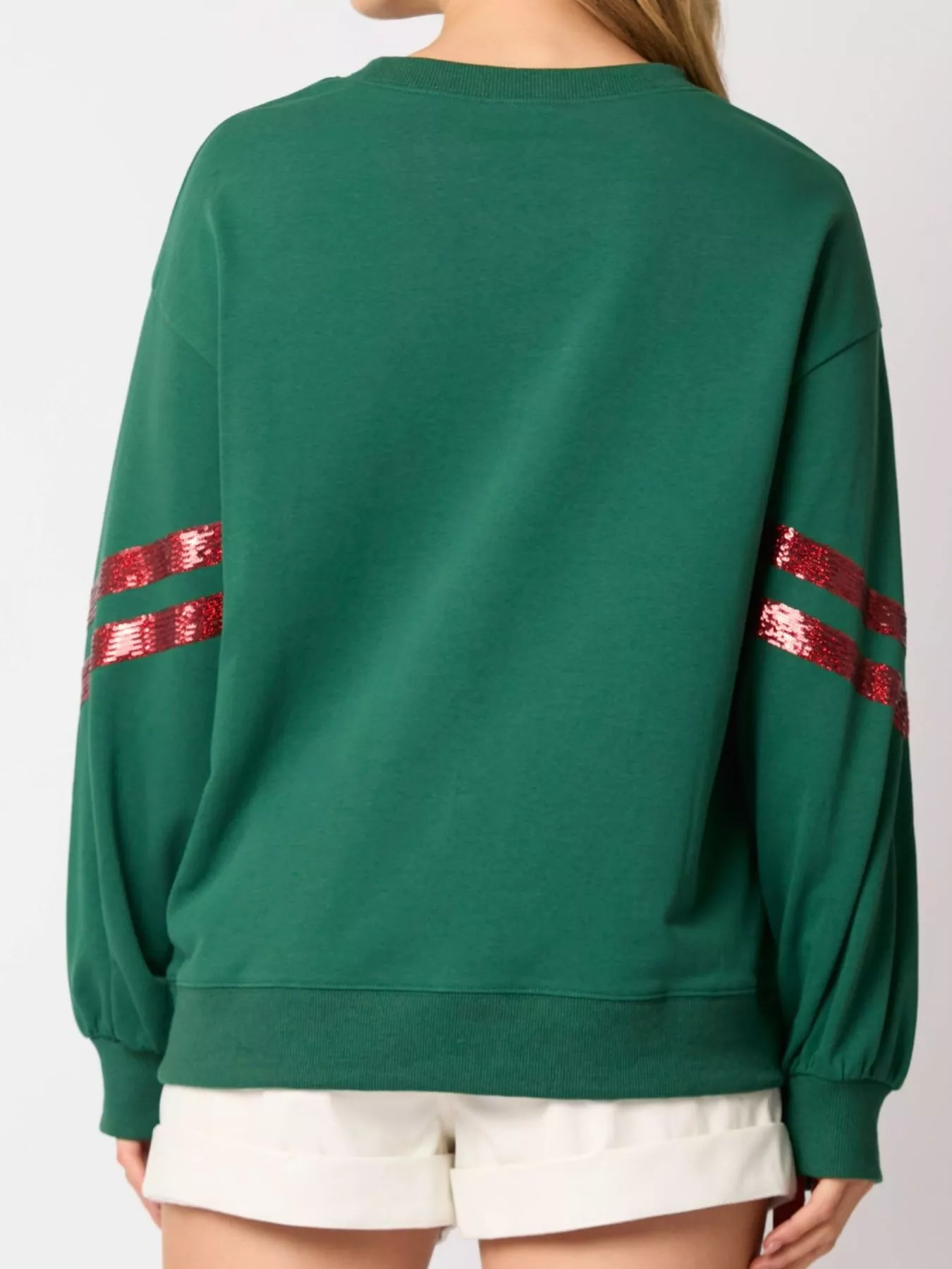 Christmas Sequin Santa Hat Holiday Sweatshirt - Image 13