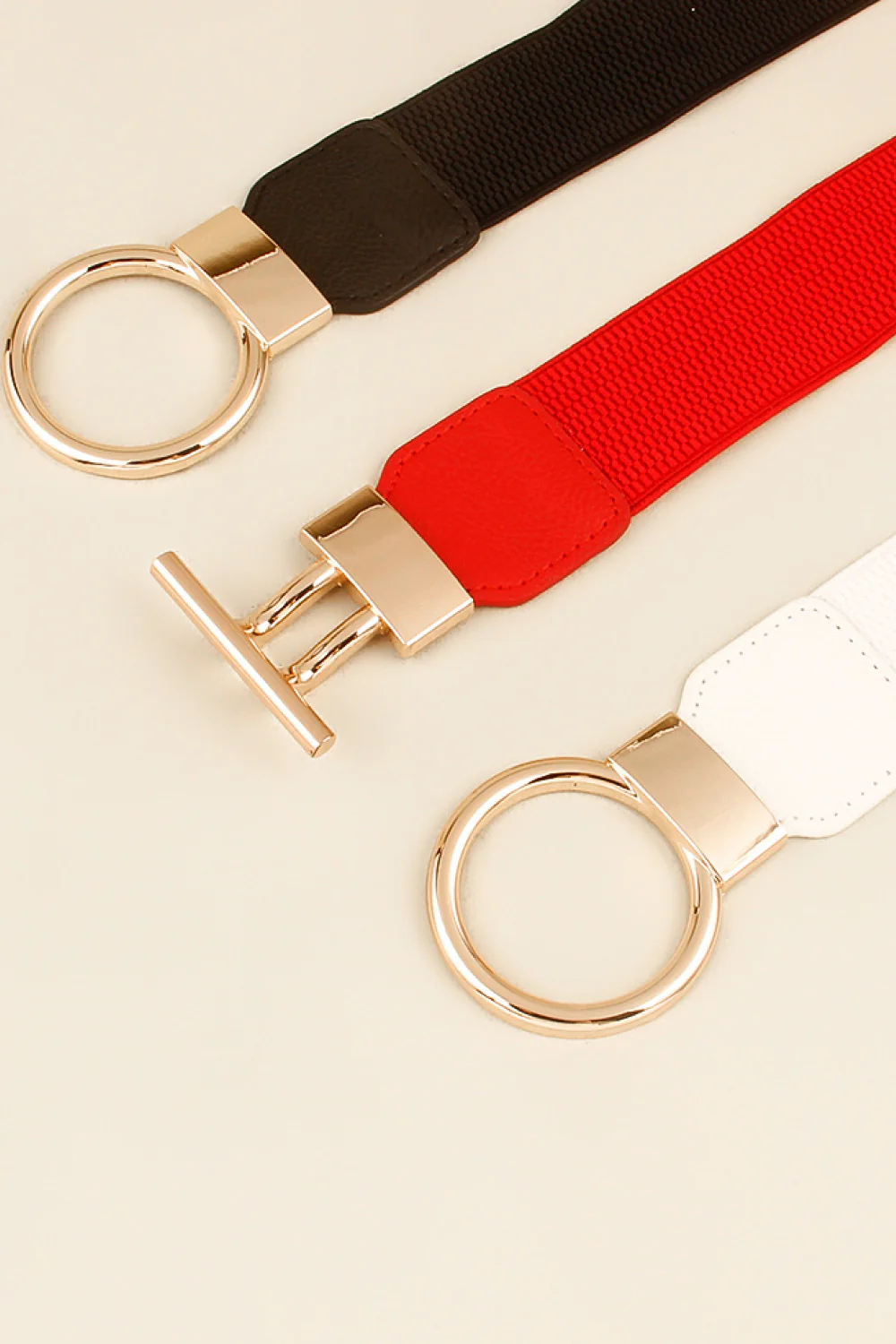 Circle Shape Buckle Zinc Alloy Buckle PU Leather Belt - Image 3